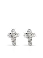 Djula boucles d'oreilles Cross en or blanc 18ct ornées de diamants - Argent - thumbnail