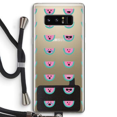 Smiley watermeloenprint: Samsung Galaxy Note 8 Transparant Hoesje met koord
