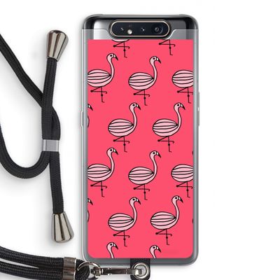 Flamingo: Samsung Galaxy A80 Transparant Hoesje met koord