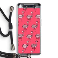 Flamingo: Samsung Galaxy A80 Transparant Hoesje met koord