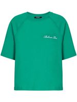 Balmain t-shirt crop à logo Signature brodé - Vert