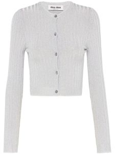 Miu Miu cardigan crop Lamé en maille nervurée - Gris