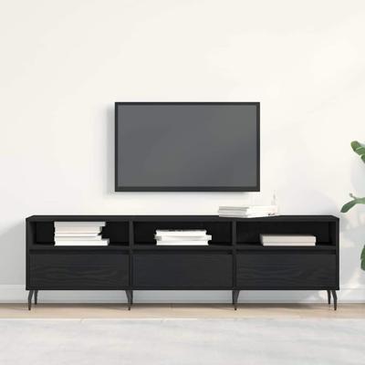 TV-kast Zwart eiken 150 x 30 x 44.5 cm Bewerkt hout