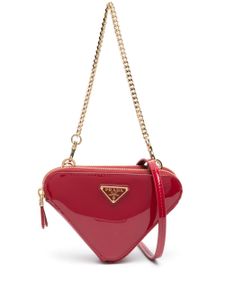 Prada mini sac Moon en cuir verni - Rouge