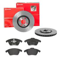 Remmenset, remschijf BREMBO, Remschijftype: Geperforeerd / Geventileerd, Inbouwplaats: Vooras, u.a. für Peugeot, Citroën