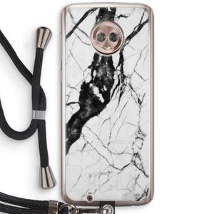 Witte marmer 2: Motorola Moto G6 Transparant Hoesje met koord