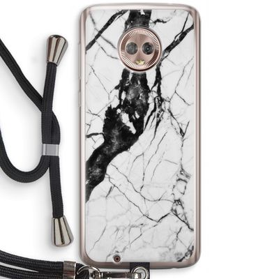 Witte marmer 2: Motorola Moto G6 Transparant Hoesje met koord