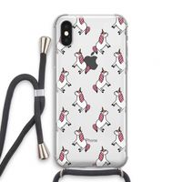 Eenhoorns overal: iPhone X Transparant Hoesje met koord