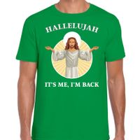 Hallelujah its me im back Kerst t-shirt / outfit groen voor heren Hallelujah its me im back Kerst t-shirt / outfit groen voor heren