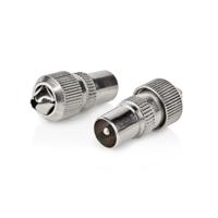 Nedis IEC (Coax) Connector | Recht | Male | Vernikkeld | 75 Ohm | Schroef | Diameter kabelinvoer: 7.0 mm | Metaal | Zilver | 2 Stuks | Doos -