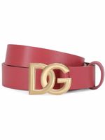 Dolce & Gabbana Kids ceinture en cuir à logo DG - Rose - thumbnail