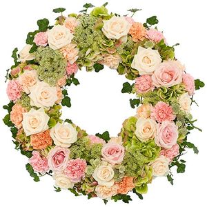 Rouwkrans Ajour zacht roze - wit