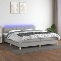 Boxspring met matras en LED stof lichtgrijs 200x200 cm