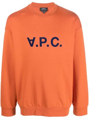 A.P.C. sweat Eliot en coton à logo floqué - Orange