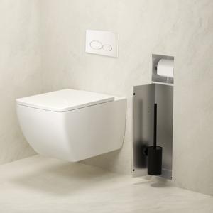 Toiletrol- en borstelhouder Xellanz Rocko | Inbouw | Betegelbaar | Messing | Rvs