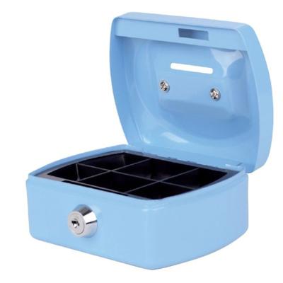 Geldkist Pavo met muntgleuf 125x95x60mm lichtblauw