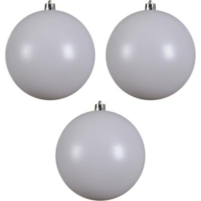 Decoris Kerstbal - 3x - wit - groot - 14 cm - kunststof - glans
