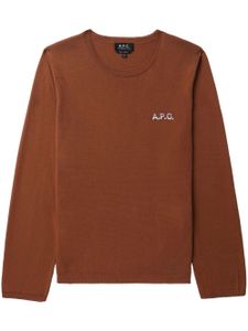 A.P.C. pull en coton à logo brodé - Marron