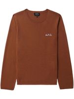 A.P.C. pull en coton à logo brodé - Marron - thumbnail