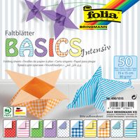 Folia vouwpapier Basic Intensive ft 15 x 15 cm, pak met 50 vel