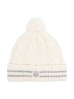 Moncler Enfant bonnet à logo appliqué - Blanc - thumbnail