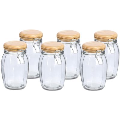 Weckpotten/inmaakpotten - 6x - 1.2L - glas - met beugelsluiting - D12 x H19 cm