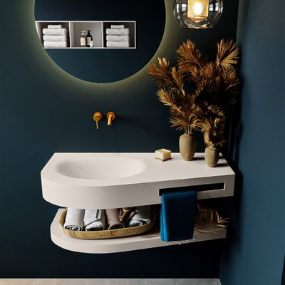 MONDIAZ RIVA 100cm Wastafel met planchet kleur Linen. Wastafel DULCET links 0 kraangaten kleur Linen. MONDIAZ RIVA 100cm Wastafel met planchet kleur Linen. Wastafel DULCET links 0 kraangaten kleur Linen.