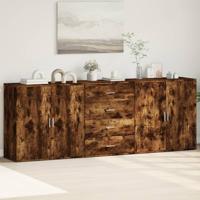 Dressoirs 3 st bewerkt hout gerookt eikenkleurig