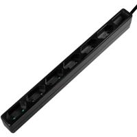 LogiLink LPS231B Stekkerdoos 6-voudig Zwart Eurostekker 1 stuk(s)