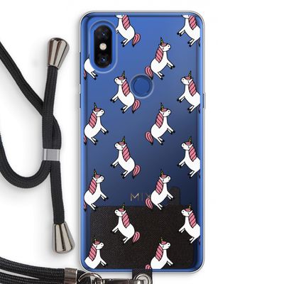 Eenhoorns overal: Xiaomi Mi Mix 3 Transparant Hoesje met koord