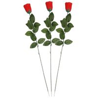 3x Nep planten rode Rosa roos kunstbloemen 60 cm decoratie   -