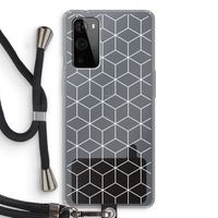 Zwart-witte kubussen: OnePlus 9 Pro Transparant Hoesje met koord