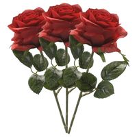 Kunstbloem roos Simone - rood - 45 cm - decoratie bloemen - thumbnail