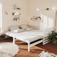 Bedbank uitschuifbaar massief grenenhout wit 2x(90x200) cm - thumbnail