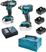 Makita dlx2127tj1 combiset - ddf482 18v boor-/schroefmachine + dtd152 slagschroevendraaier 5,0 ah accu (3 st), snellader, mbox