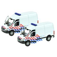 Speelgoed Mercedes Politie auto - 2x - wit - die cast metaal - 11 cm - Model Sprinter Speelgoed Mercedes Politie auto - 2x - wit - die cast metaal - 11 cm - Model Sprinter