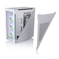 Thermaltake Divider 500 TG Snow ARGB White Midi-tower PC-behuizing Wit 3 voorgeïnstalleerde LED-ventilators, 1 voorgeïnstalleerde ventilator, Zijvenster, - thumbnail