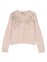 Il Gufo cardigan en laine à fleurs brodées - Rose