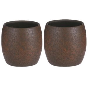 Mica Decorations Bloempot/plantenpot - 2x - roest/terracotta bruin - voor kamerplant - H18 x D20 cm - Plantenpotten