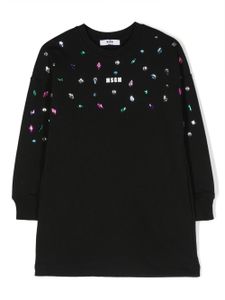 MSGM Kids sweat à ornements en cristal - Noir