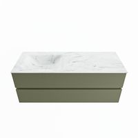 MONDIAZ VICA-DLUX 130cm badmeubel onderkast Army 2 lades. Inbouw wastafel CLOUD links 1 kraangat, kleur Opalo.