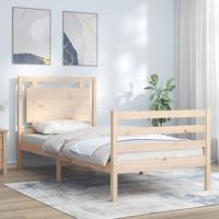 Bedframe met hoofdbord massief hout 100x200 cm