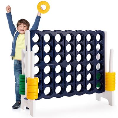 Vier in een Rij Spel Vier in een rij Spel met 42 Jumbo-Ringen en Schuifregelaars om Snel Opnieuw te Starten voor Kinderen en Volwassenen