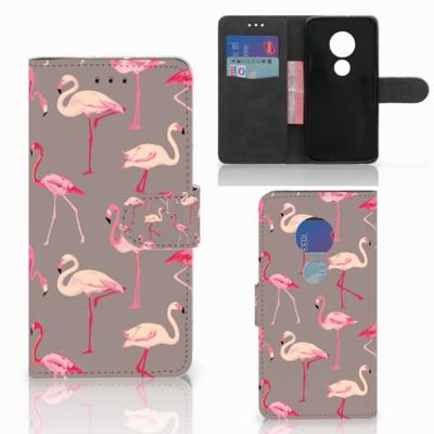 Motorola Moto G7 Play | Telefoonhoesje | Met pasjeshouder | Flamingo