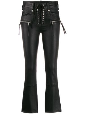 UNRAVEL PROJECT pantalon crop en cuir - Noir