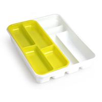 PlasticForte Bestekbak - wit/ groen - 10-vaks - 2 lagen - besteklade - organizer