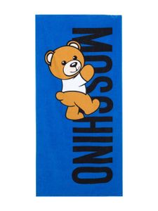 Moschino Kids bonnet en coton à logo imprimé - Bleu