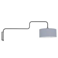 Steinhauer WandlampBloeba zwart met lichtblauwe kap - 4177ZW
