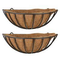 2x stuks metalen hanging basket/ruif voor aan de wand/muur 50 x 19 cm