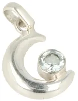 Edelsteen Hanger Blauwe Topaas Maan - Zilver